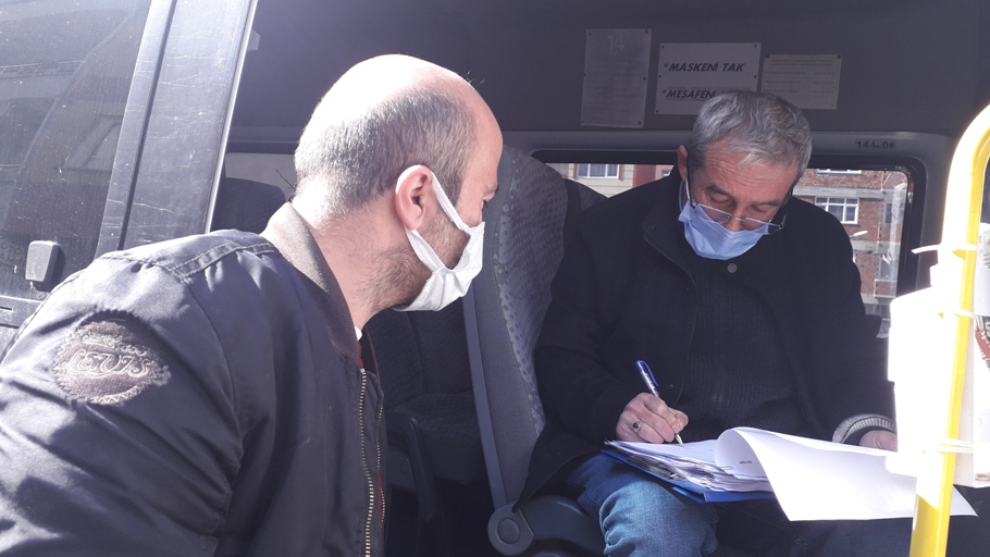 Doğankent'te Ticari Araçlarda Covid-19 Denetimi yapıldı